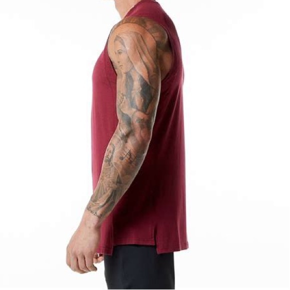 Alphalete Mens Premium Stepped Hem Tank - Ruby Red - Picture 2 of 5